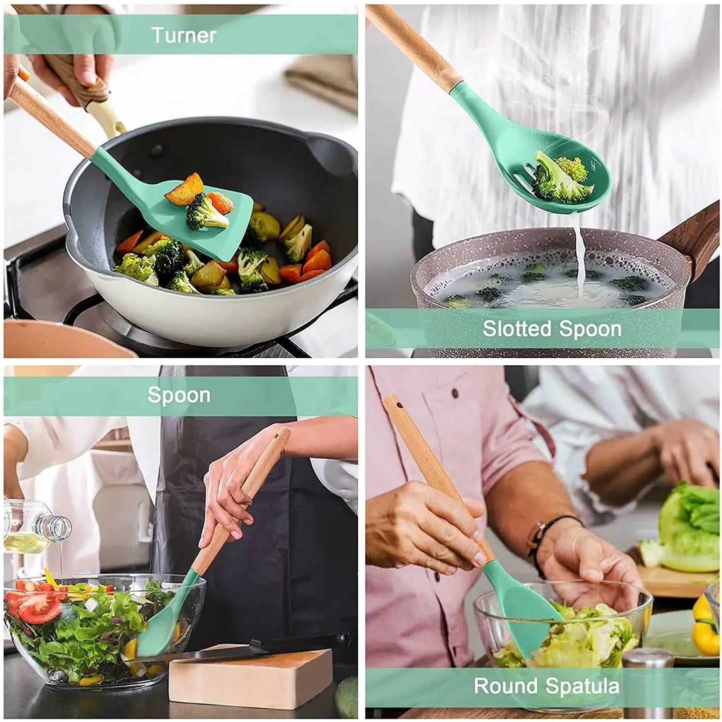 Spatula Handle Colorful Kit Cooking 12pcs Cookware Nonstick Baking Tool Smart Living Mart