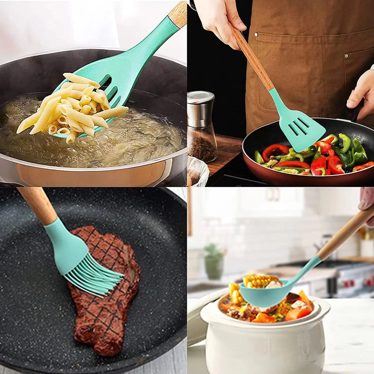 Spatula Handle Colorful Kit Cooking 12pcs Cookware Nonstick Baking Tool Smart Living Mart
